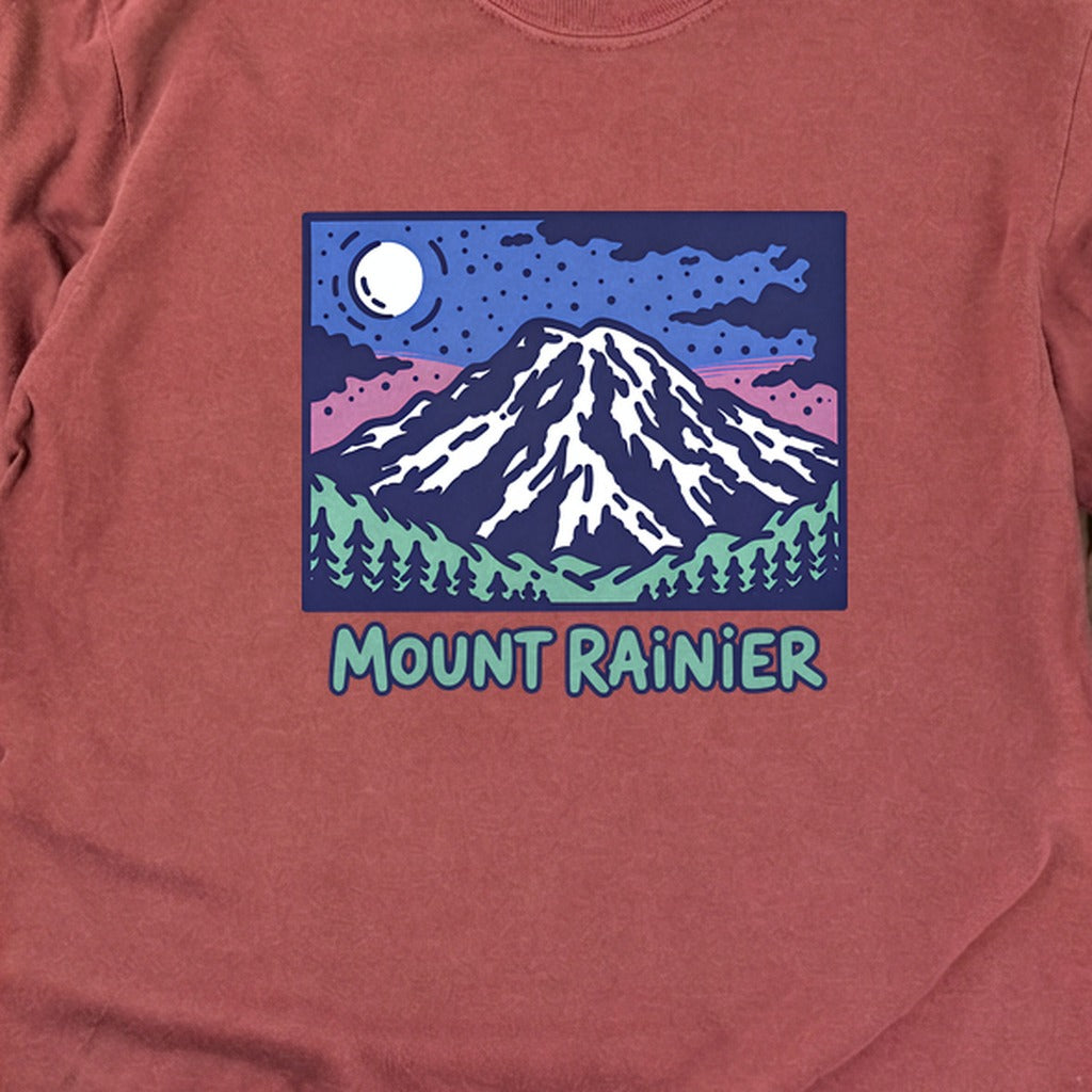 Mount Rainier at Night Cotton Long Sleeve