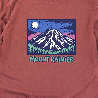 Mount Rainier at Night Cotton Long Sleeve