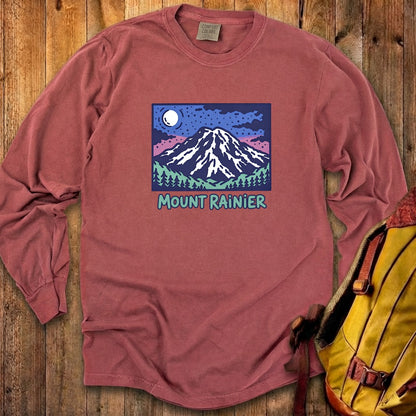Mount Rainier at Night Cotton Long Sleeve
