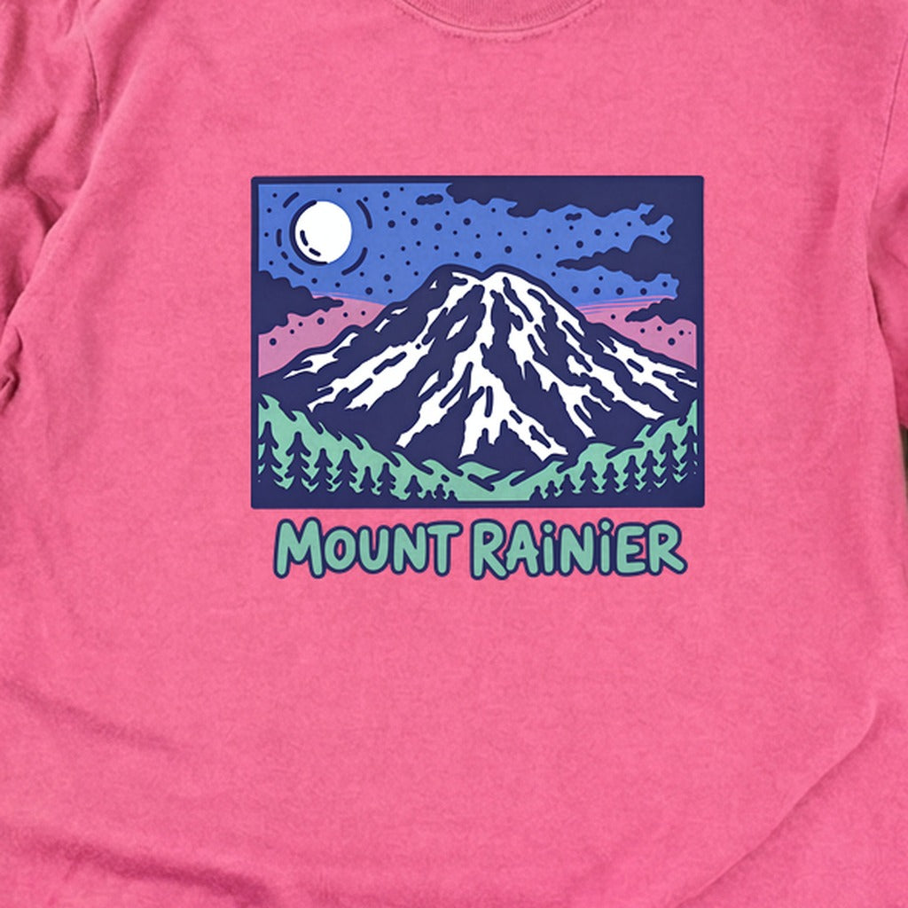 Mount Rainier at Night Cotton Long Sleeve