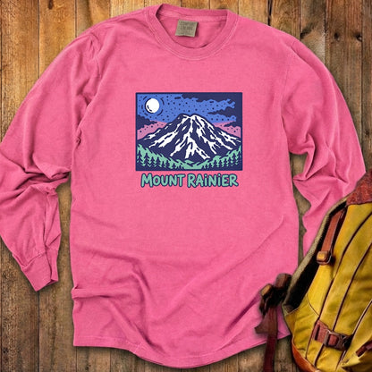 Mount Rainier at Night Cotton Long Sleeve