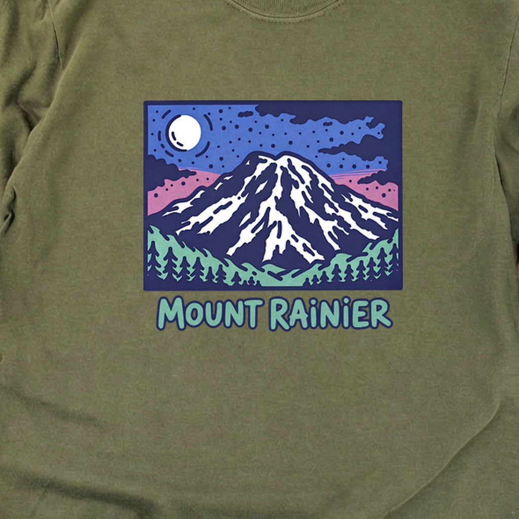 Mount Rainier at Night Cotton Long Sleeve