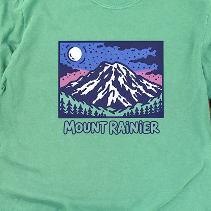 Mount Rainier at Night Cotton Long Sleeve