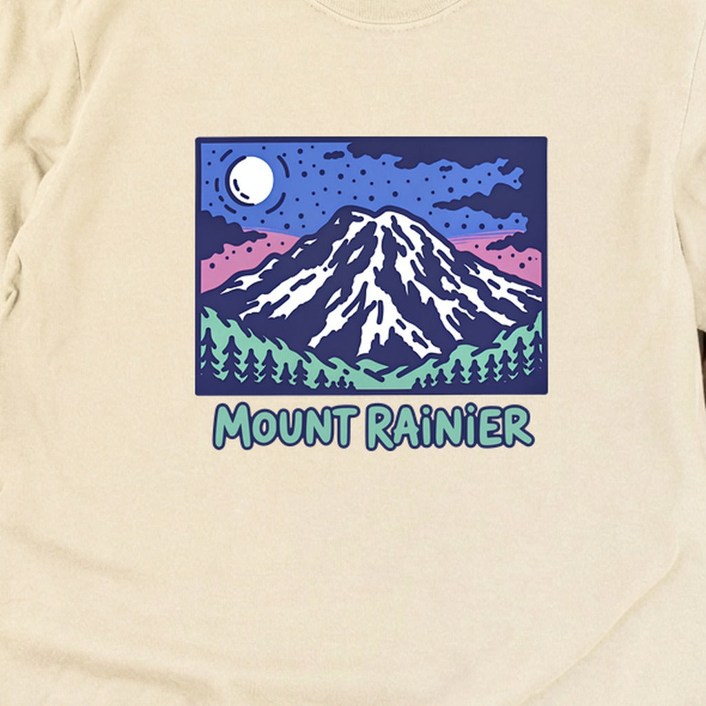 Mount Rainier at Night Cotton Long Sleeve