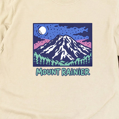 Mount Rainier at Night Cotton Long Sleeve