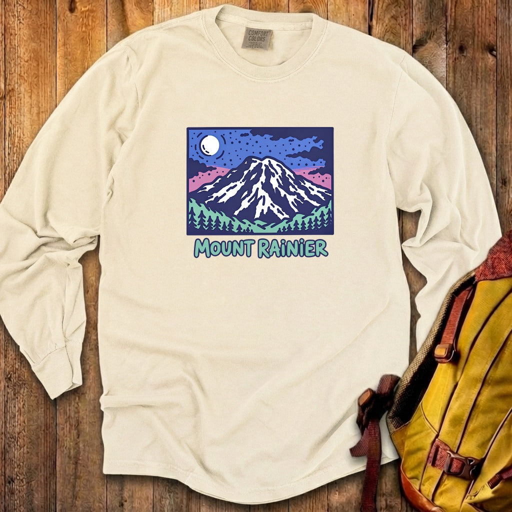Mount Rainier at Night Cotton Long Sleeve