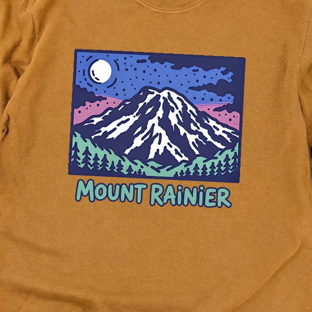 Mount Rainier at Night Cotton Long Sleeve