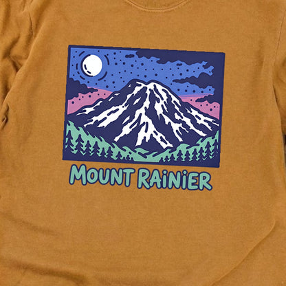Mount Rainier at Night Cotton Long Sleeve