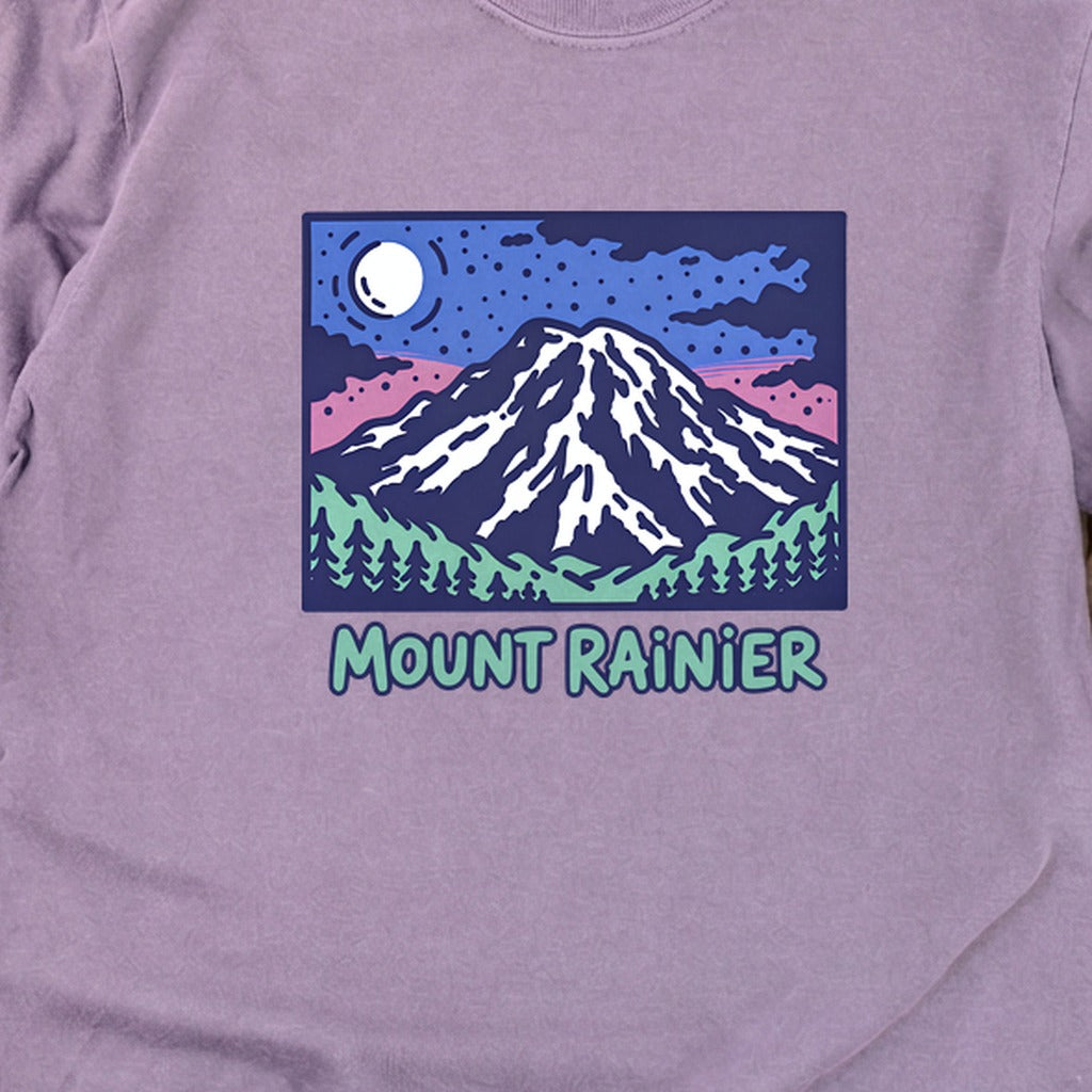 Mount Rainier at Night Cotton Long Sleeve