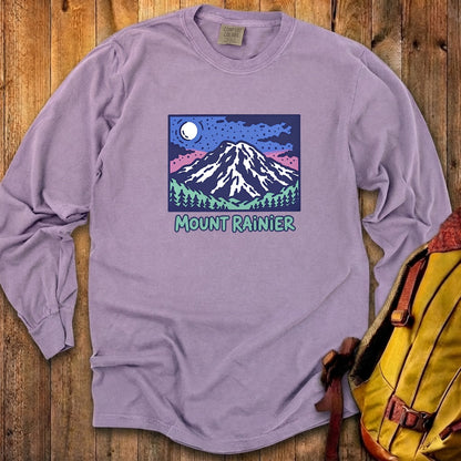 Mount Rainier at Night Cotton Long Sleeve