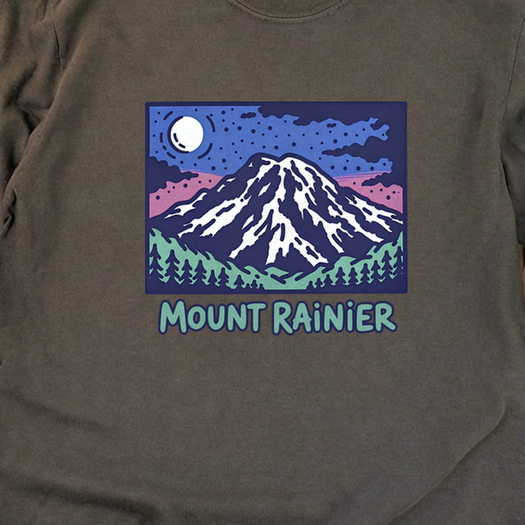Mount Rainier at Night Cotton Long Sleeve