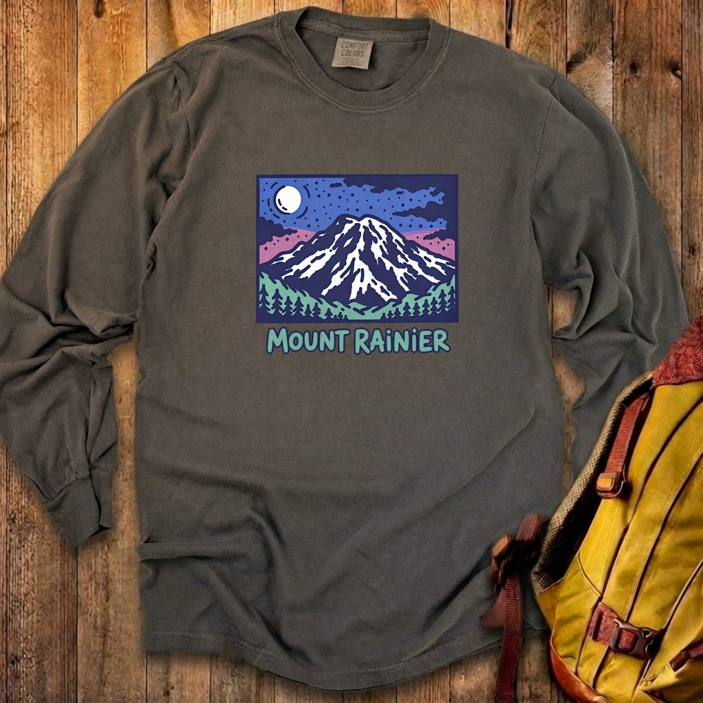 Mount Rainier at Night Cotton Long Sleeve