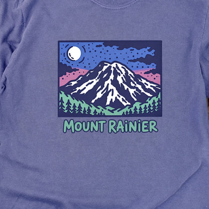 Mount Rainier at Night Cotton Long Sleeve