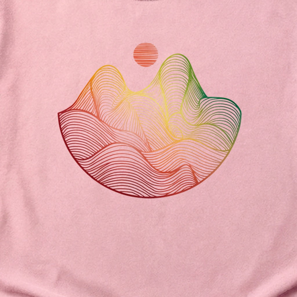 Mountain Sunset Woodblock Cotton T-Shirt