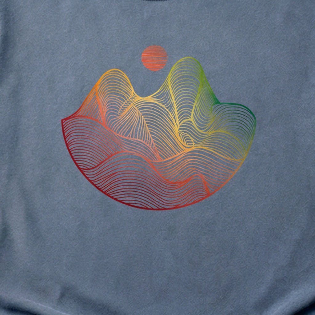 Mountain Sunset Woodblock Cotton T-Shirt