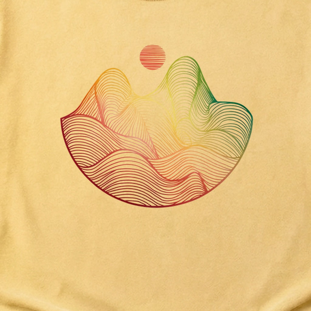 Mountain Sunset Woodblock Cotton T-Shirt