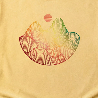 Mountain Sunset Woodblock Cotton T-Shirt