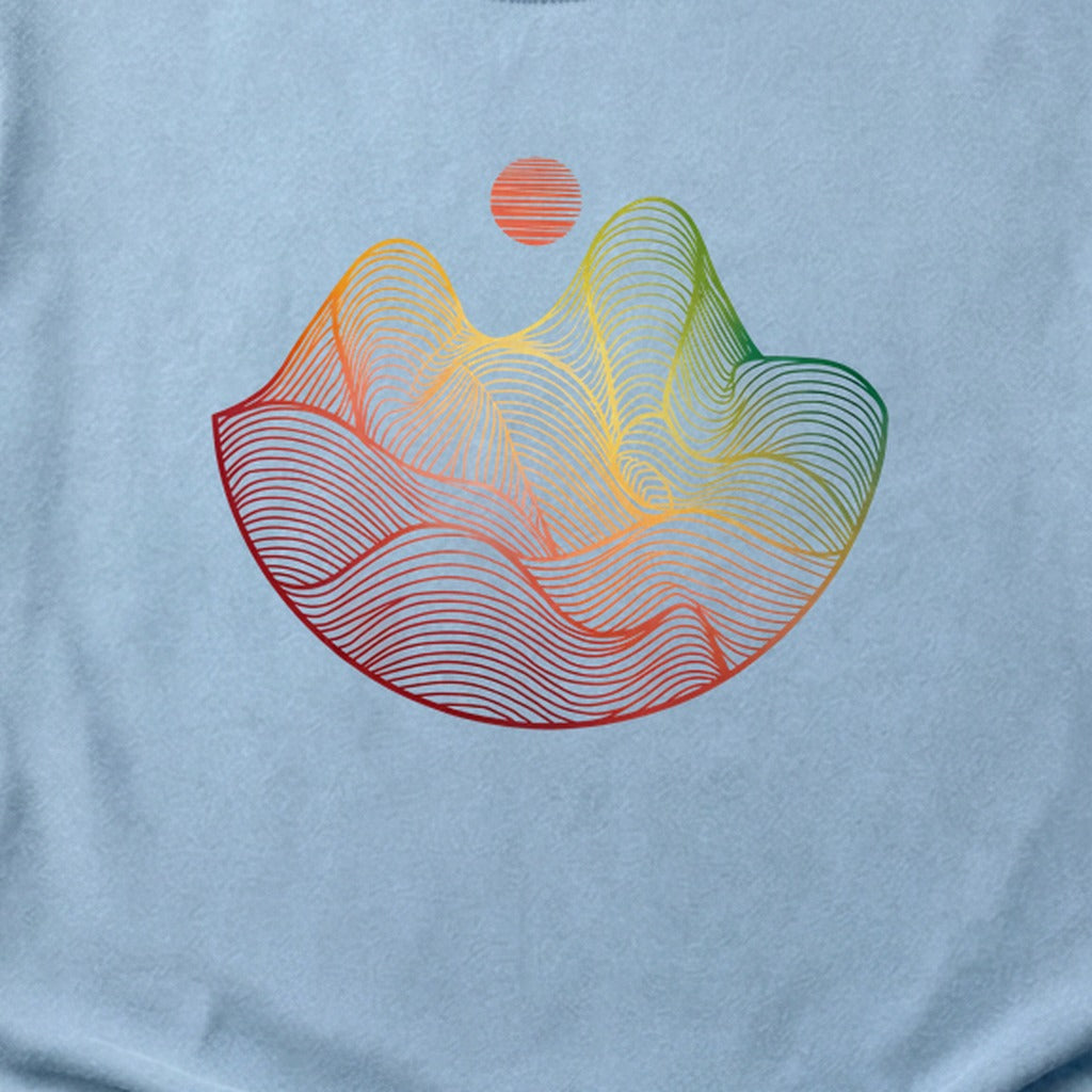 Mountain Sunset Woodblock Cotton T-Shirt