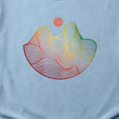 Mountain Sunset Woodblock Cotton T-Shirt