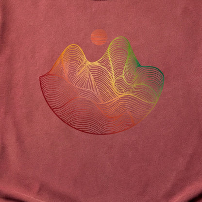 Mountain Sunset Woodblock Cotton T-Shirt