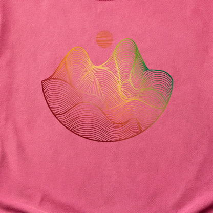 Mountain Sunset Woodblock Cotton T-Shirt