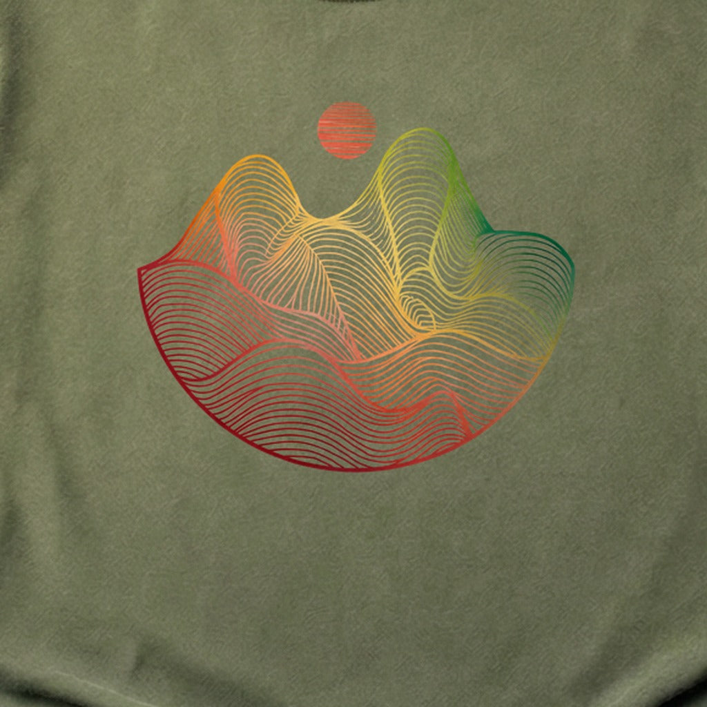 Mountain Sunset Woodblock Cotton T-Shirt
