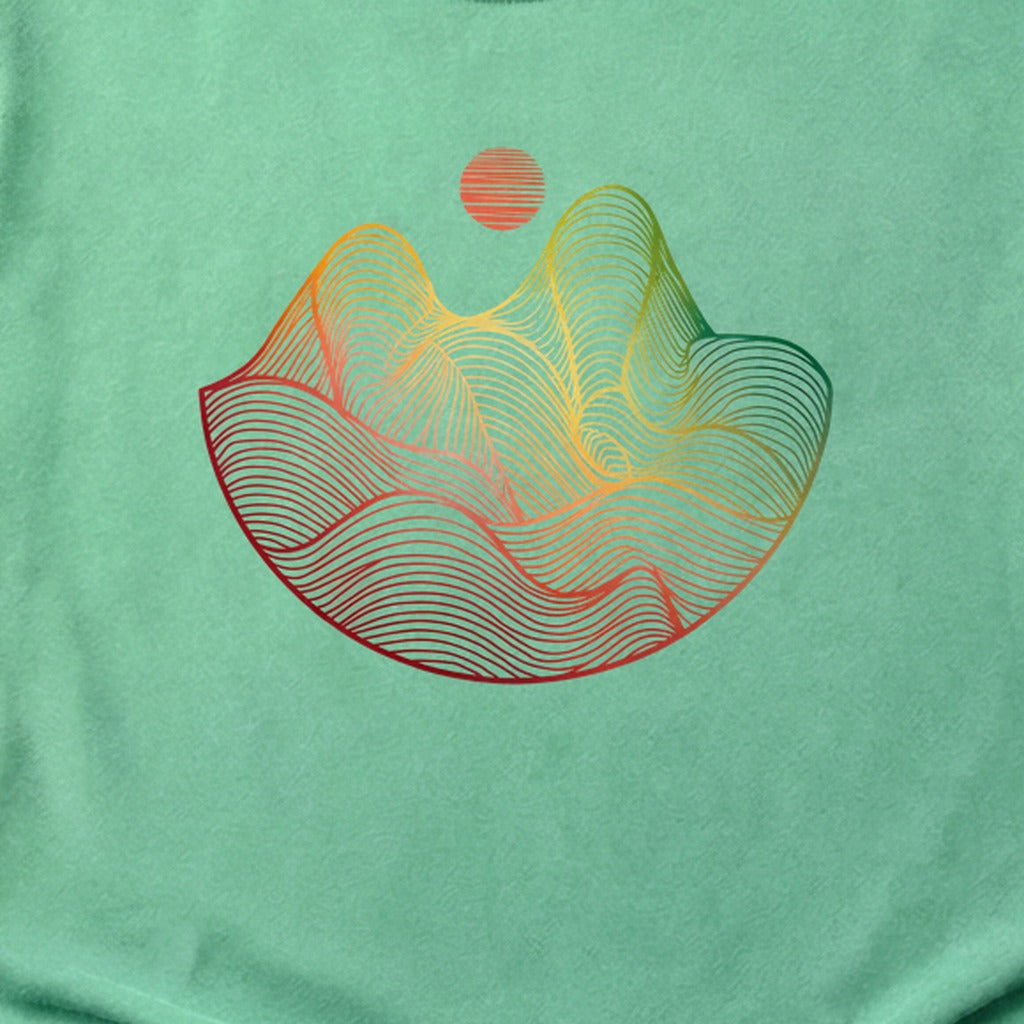 Mountain Sunset Woodblock Cotton T-Shirt