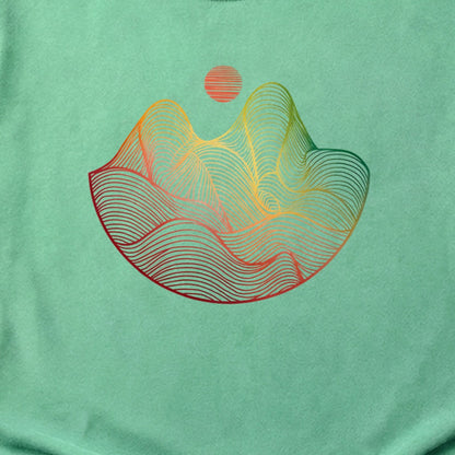 Mountain Sunset Woodblock Cotton T-Shirt