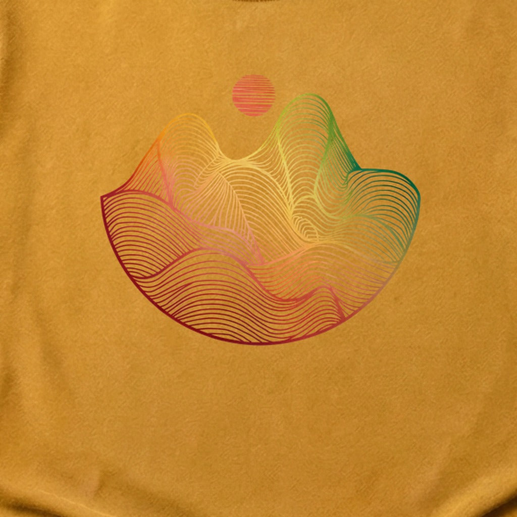 Mountain Sunset Woodblock Cotton T-Shirt