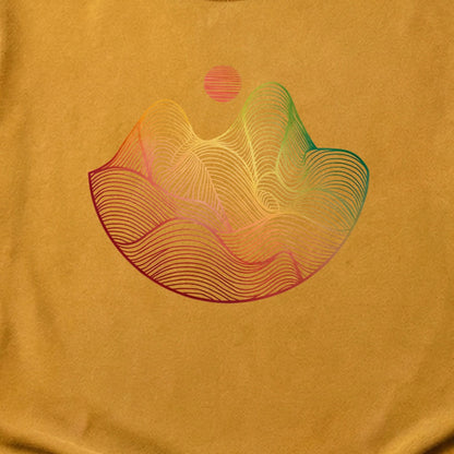 Mountain Sunset Woodblock Cotton T-Shirt