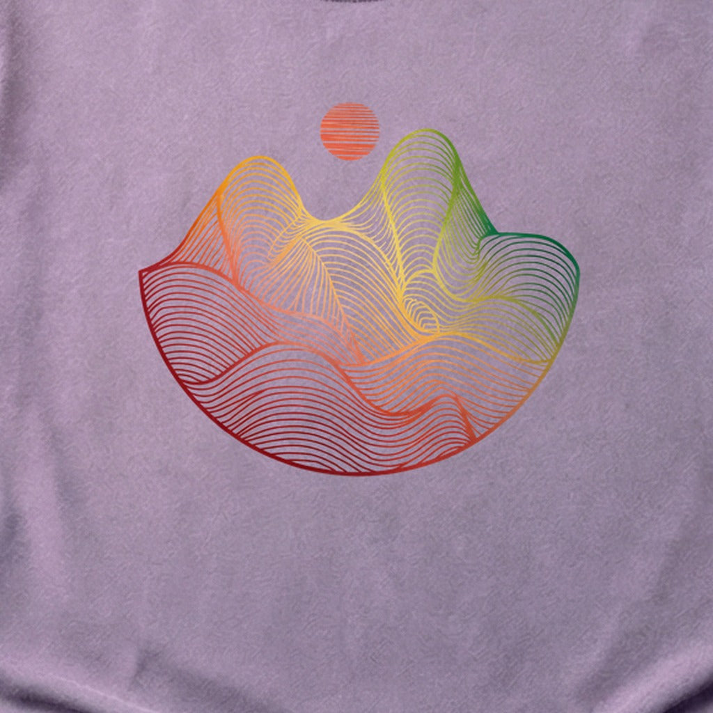 Mountain Sunset Woodblock Cotton T-Shirt