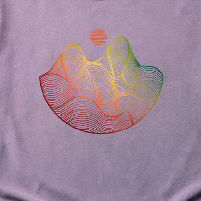Mountain Sunset Woodblock Cotton T-Shirt