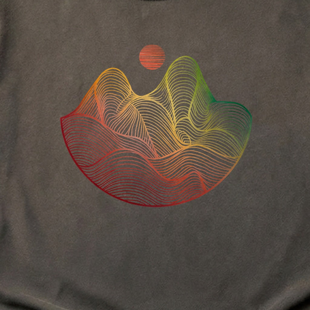 Mountain Sunset Woodblock Cotton T-Shirt