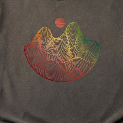 Mountain Sunset Woodblock Cotton T-Shirt