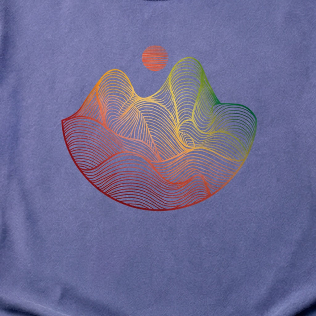 Mountain Sunset Woodblock Cotton T-Shirt