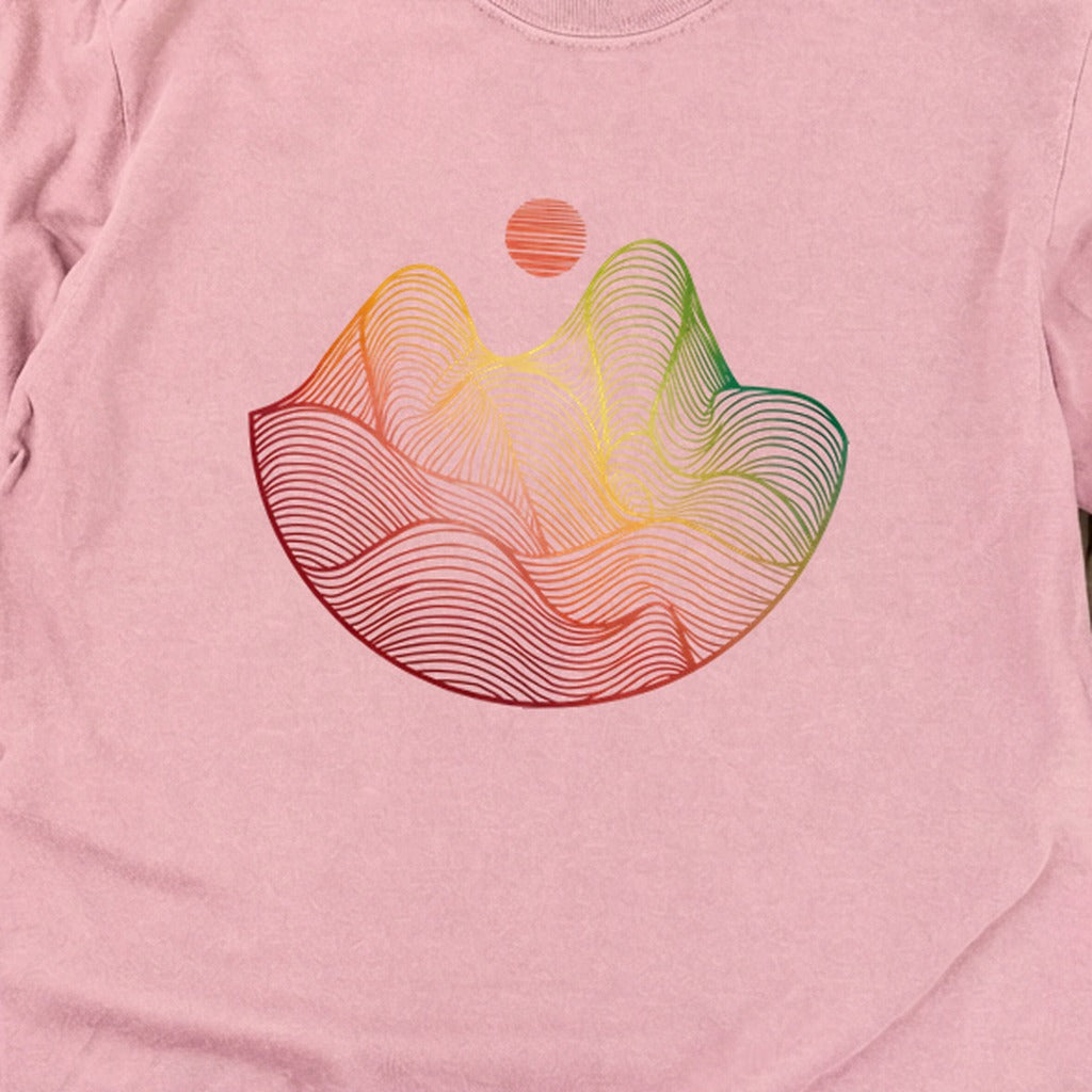 Mountain Sunset Woodblock Cotton Long Sleeve
