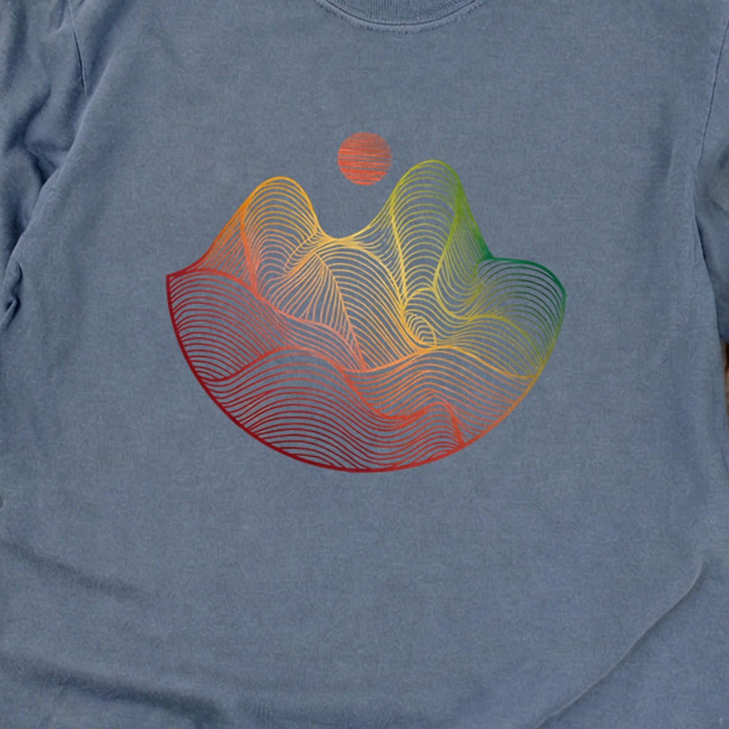 Mountain Sunset Woodblock Cotton Long Sleeve