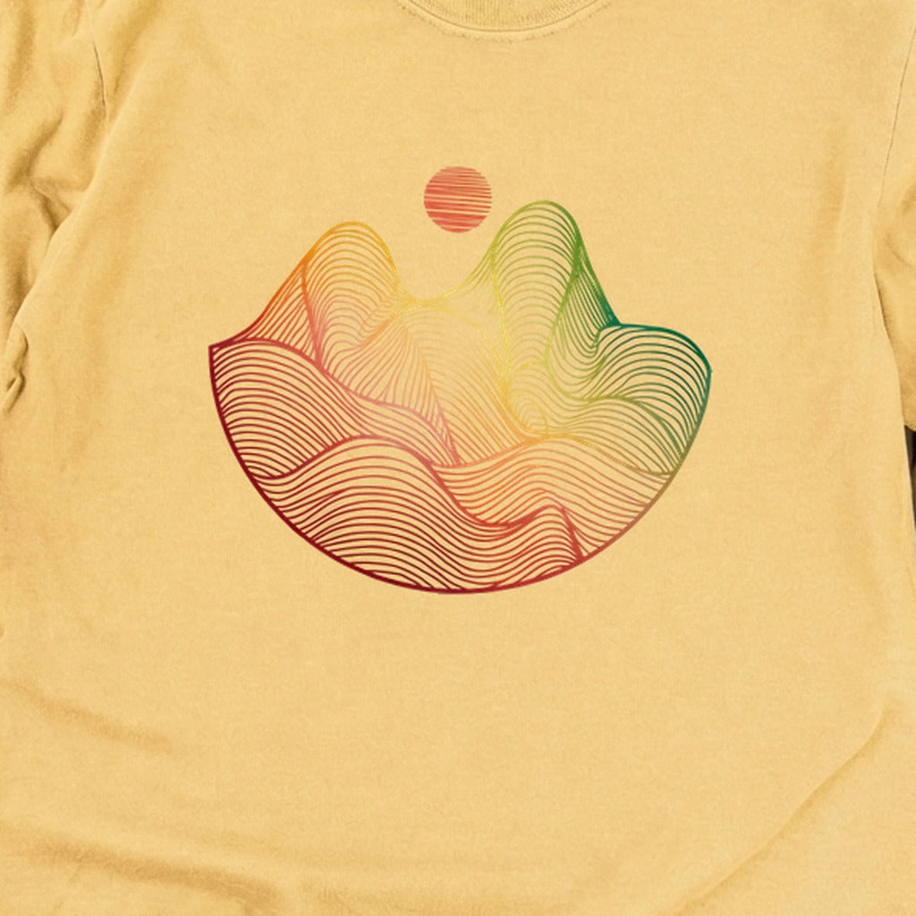 Mountain Sunset Woodblock Cotton Long Sleeve