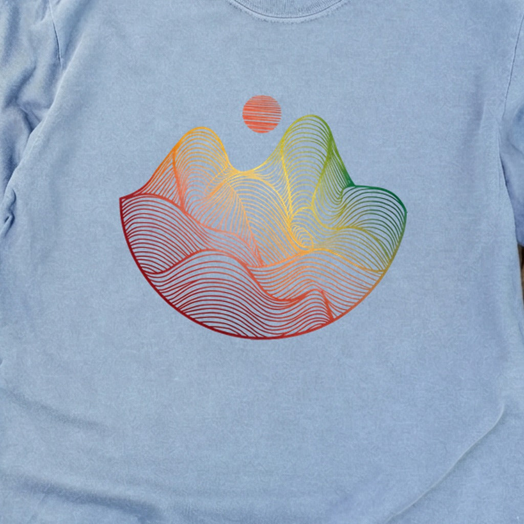 Mountain Sunset Woodblock Cotton Long Sleeve