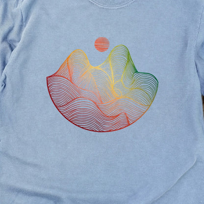 Mountain Sunset Woodblock Cotton Long Sleeve