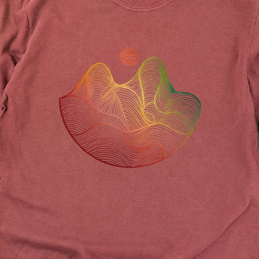 Mountain Sunset Woodblock Cotton Long Sleeve