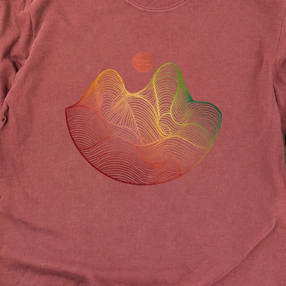 Mountain Sunset Woodblock Cotton Long Sleeve