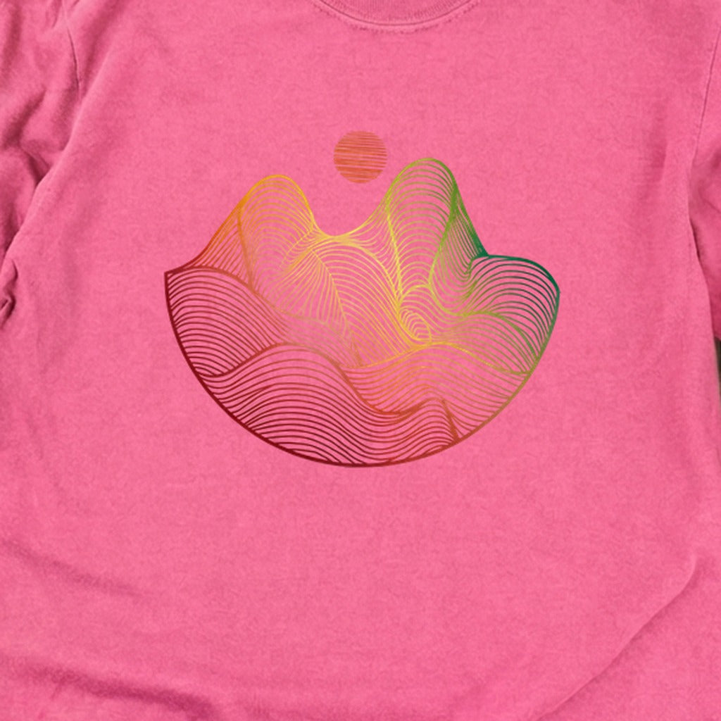 Mountain Sunset Woodblock Cotton Long Sleeve