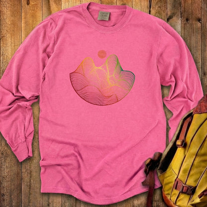 Mountain Sunset Woodblock Cotton Long Sleeve