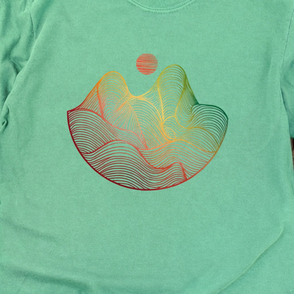 Mountain Sunset Woodblock Cotton Long Sleeve