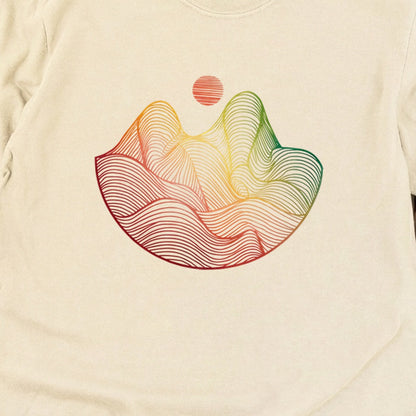 Mountain Sunset Woodblock Cotton Long Sleeve