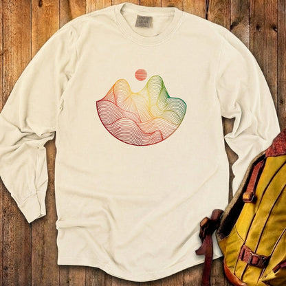 Mountain Sunset Woodblock Cotton Long Sleeve