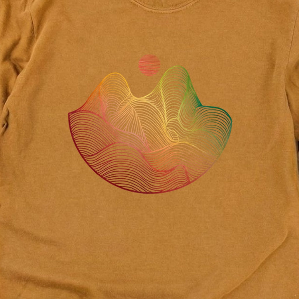 Mountain Sunset Woodblock Cotton Long Sleeve