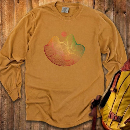 Mountain Sunset Woodblock Cotton Long Sleeve