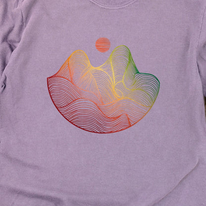 Mountain Sunset Woodblock Cotton Long Sleeve